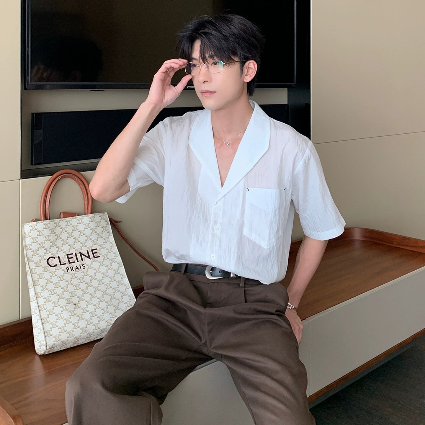 Cooling Tencel Cuban Collar Short Sleeve Shirt WN20444