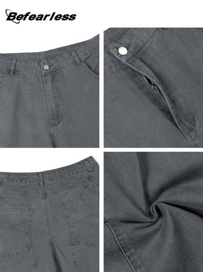 Washed Multi-Pocket Wide Leg Cargo Pants WN26231
