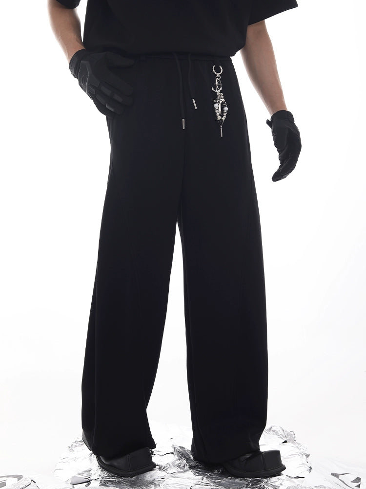 Pendant Decor Scuba Wide Leg Sweatpants WN18624