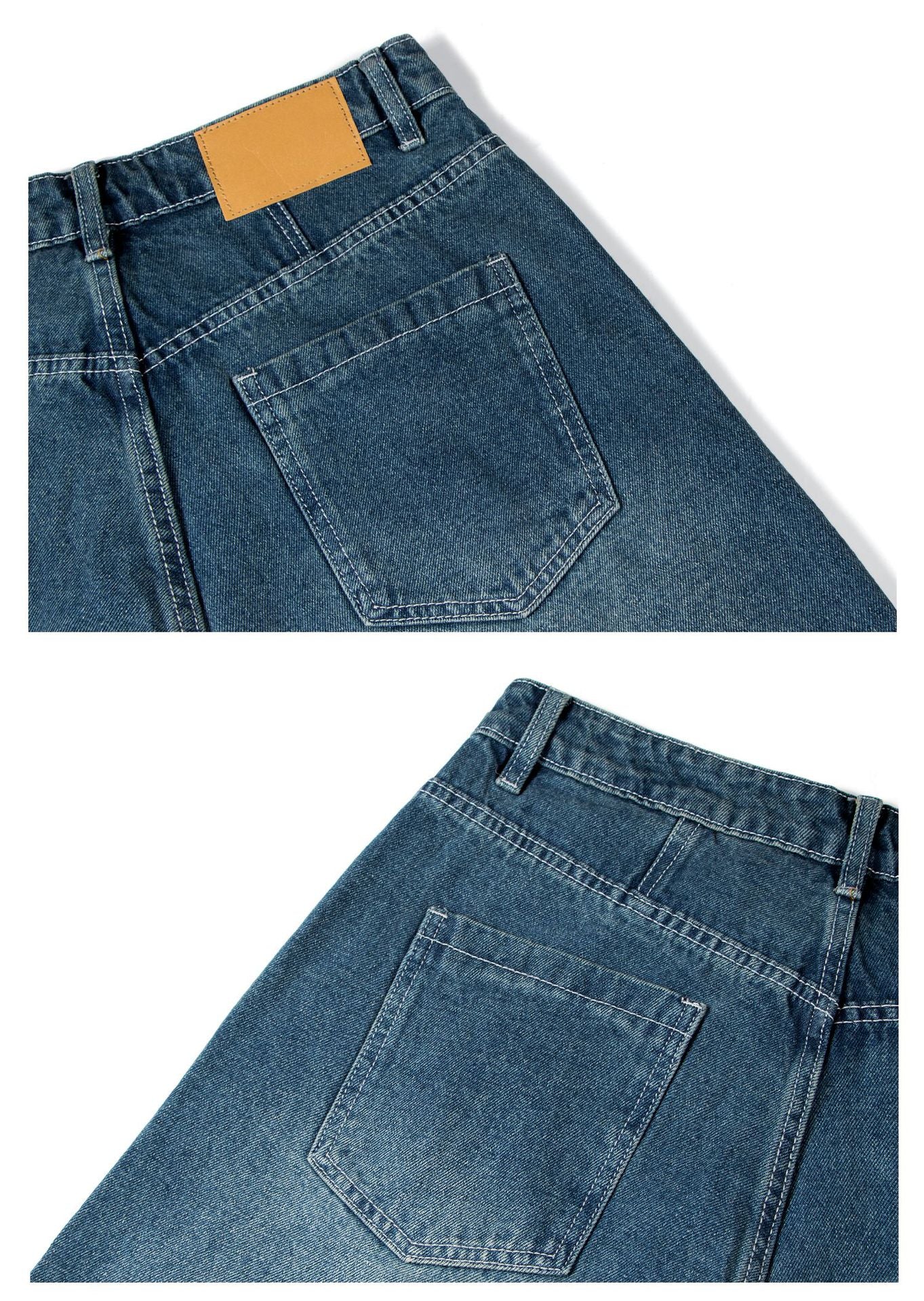 Washed Whisker Wide Leg Denim Jeans WN26186