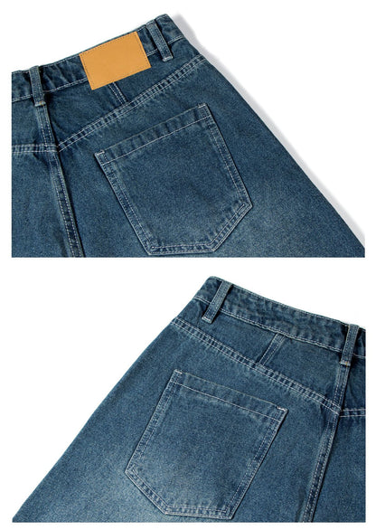 Washed Whisker Wide Leg Denim Jeans WN26186