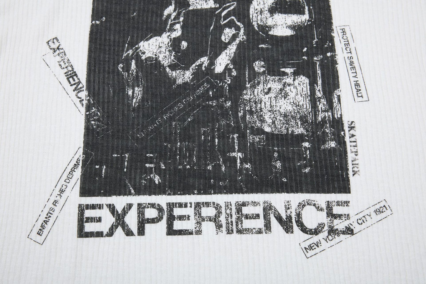 Ribbed Graphic Art Print Short Sleeve T-Shirt WN26030