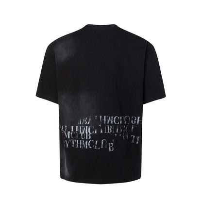 Dirty Washed Letter Print Oversize Short Sleeve T-Shirt WN26107