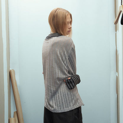 Stripe Fake Layered Graphic Long Sleeve T-Shirt WN25494