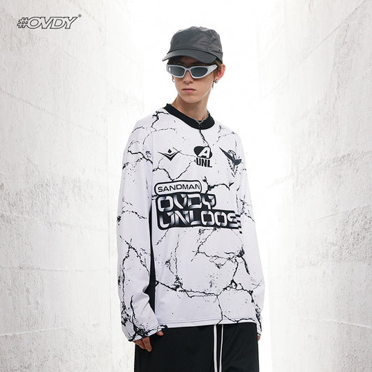 Cracked Print Oversize Long Sleeve T-Shirt WN12392