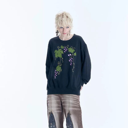 Grape Design Pullover Sweatshirt WN19028