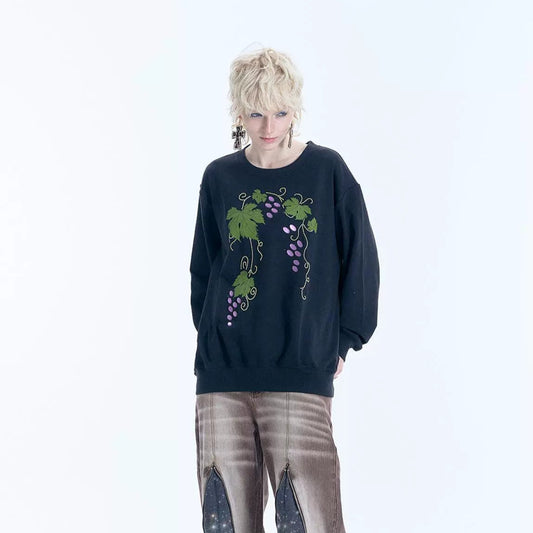 Grape Design Pullover Sweatshirt WN19028