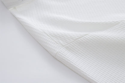 Floral Embroidery Waffle Short Sleeve Shirt WN16201