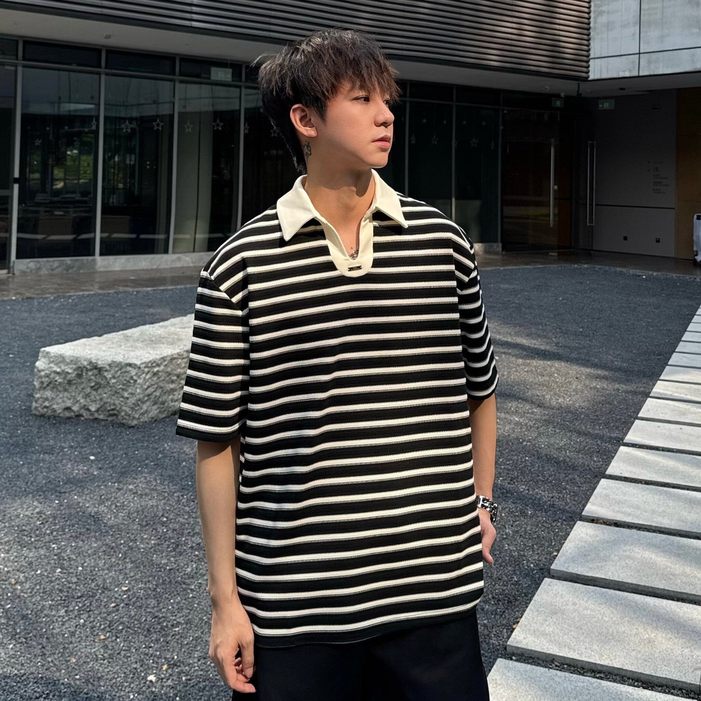 Oversize Border Knit Polo Shirt WN25291