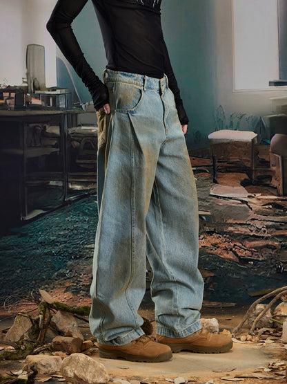 Dye Wide Leg Scimitar Denim Jeans WN20563