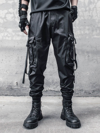 Strap Large Pocket Wide Leg Cuffed Cargo Pants WN22323