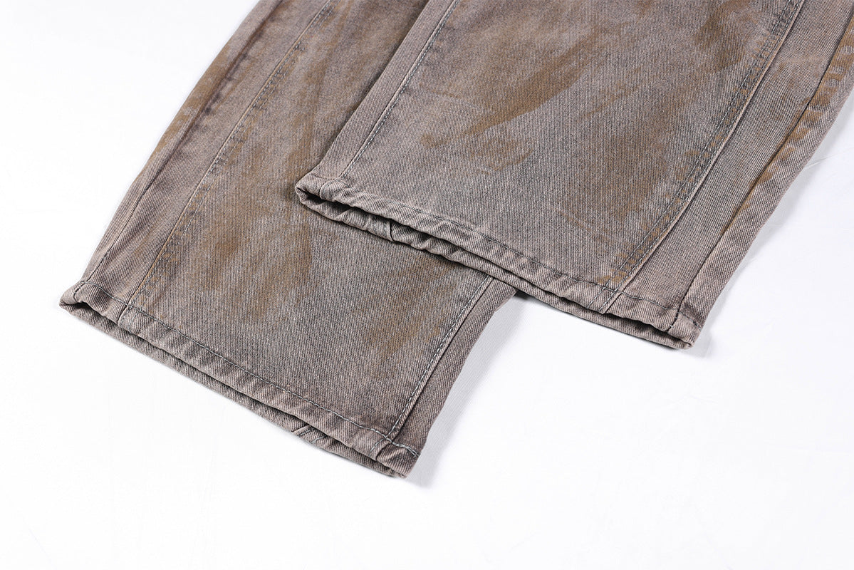 Washed Curved Wide Leg Denim Jeans WN25710