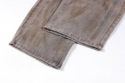 Washed Curved Wide Leg Denim Jeans WN25710