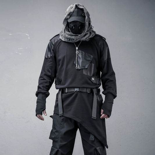 Asymmetric Mix Patch Sweatshirt WN22342