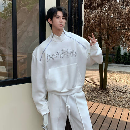 Embroidery Sweatshirt & Wide Leg Sweatpants Setup WN25283