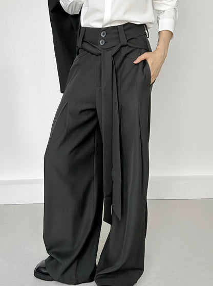 Strap Design Wide Leg Trousers WN19672