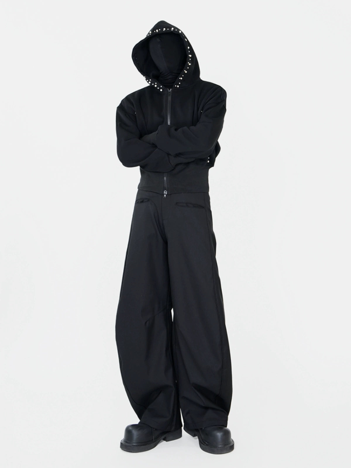 Pearl Detail Zipper Hoodie WN17281