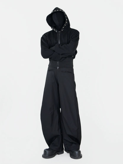 Pearl Detail Zipper Hoodie WN17281