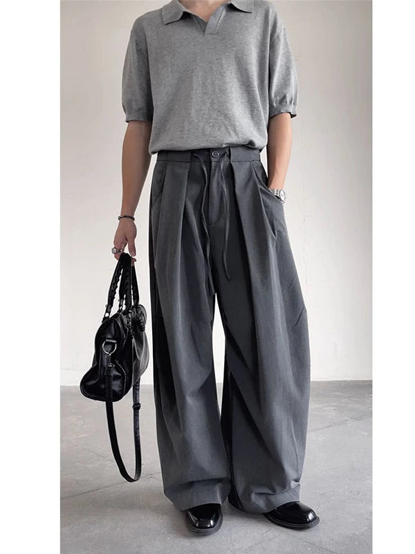 Curved Blade Wide Leg Dragging Trousers WN19330