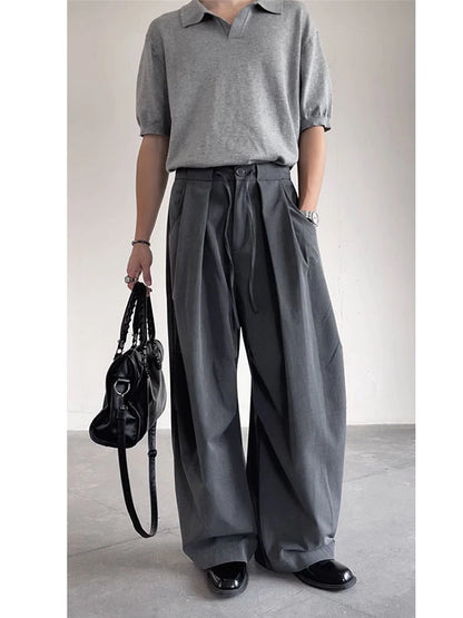 Curved Blade Wide Leg Dragging Trousers WN19330