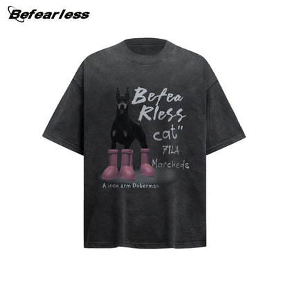 Dog Graphic Letter Print Short Sleeve T-Shirt WN26224