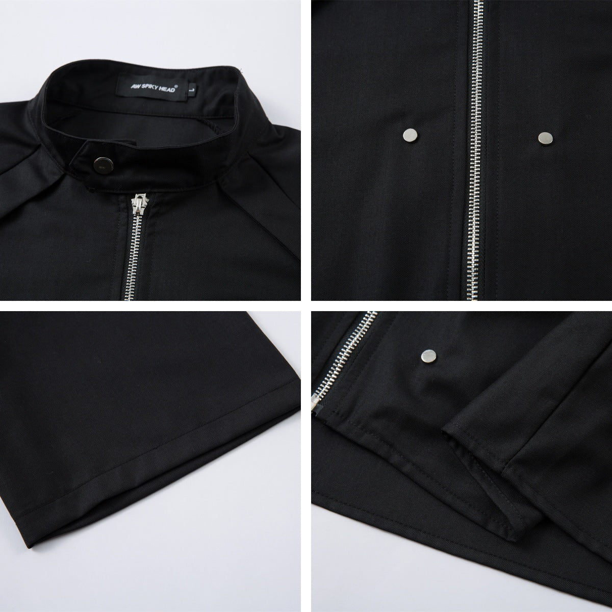 Stand Neck Zipper Structured Short Sleeve Shirt Jacket WN26873
