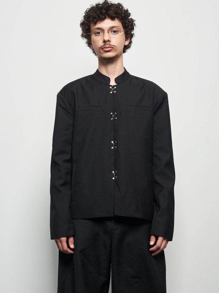 Chinese Style Frog Button Standing-Collar Long Sleeve Shirt WN22931