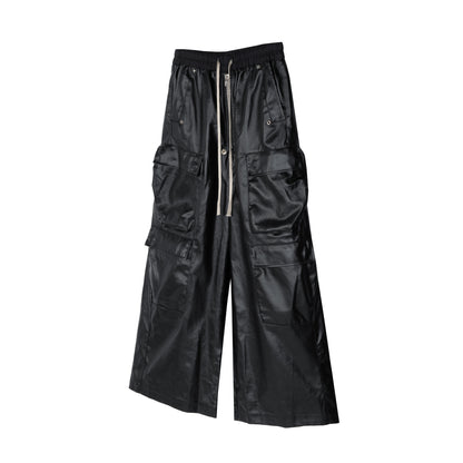 PU Coated Wide-Leg Cargo Pants WN11369