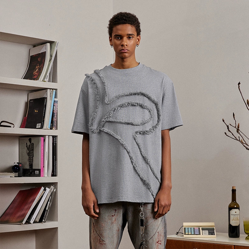 Fringe Tape Oversize Short Sleeve T-Shirt WN17973