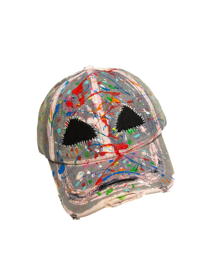 Paint Graffiti Patchwork Denim Washed Cap WN21122