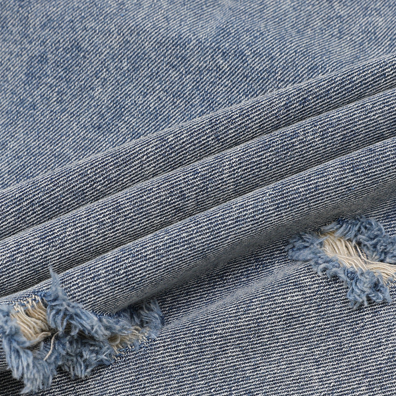 Washed Damage Wide Leg Denim Short Pants WN25596