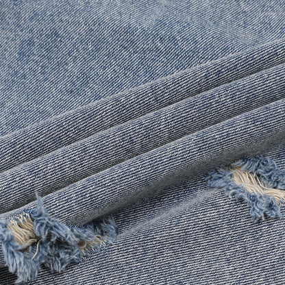 Washed Damage Wide Leg Denim Short Pants WN25596