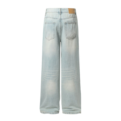Washed Whisker Wide Leg Denim Jeans WN25873