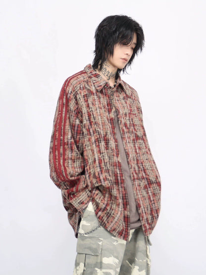 Oversize Plaid Long Sleeve Shirt WN8364