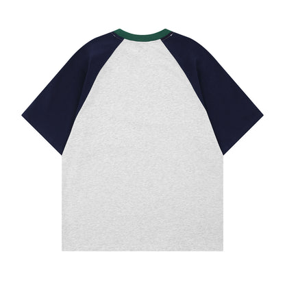 Contrast Raglan Sleeve Cotton Oversize Short Sleeve T-Shirt WN26834