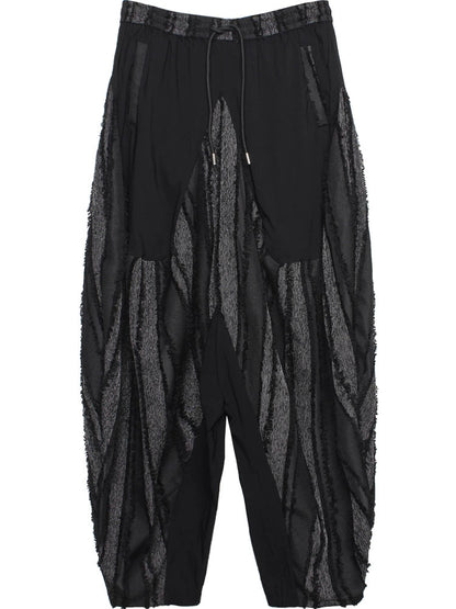 Stripe Mix Patch Wide Leg Harem Pants WN22298