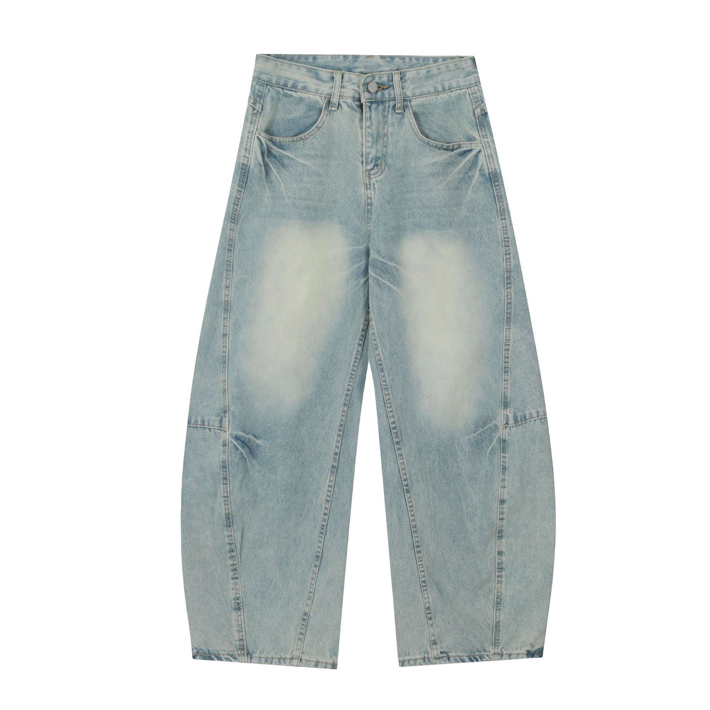 Washed Pleats Curved Denim Jeans WN25487