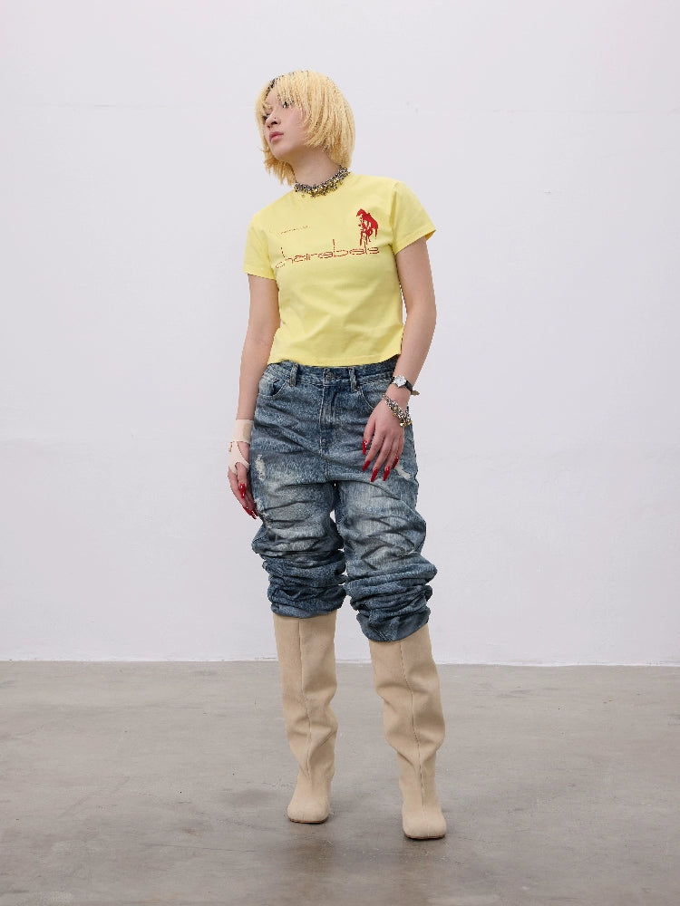 Graphic Letter Print Short Sleeve T-Shirt WN19093