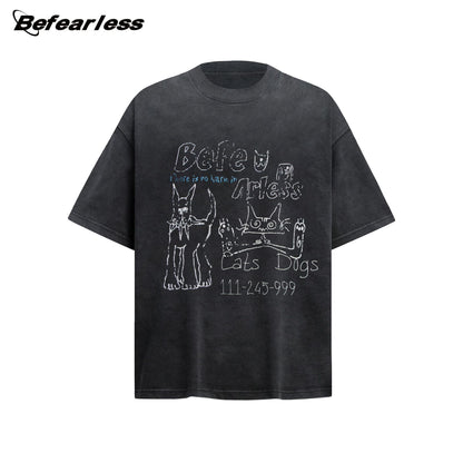 Washed Graffiti Print Short Sleeve T-Shirt WN26216