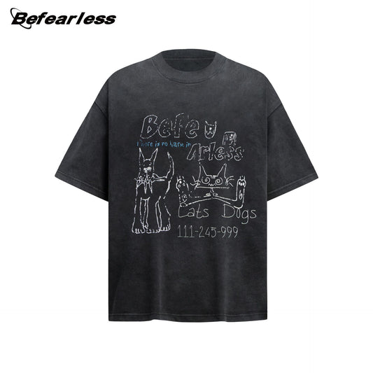 Washed Graffiti Print Short Sleeve T-Shirt WN26216