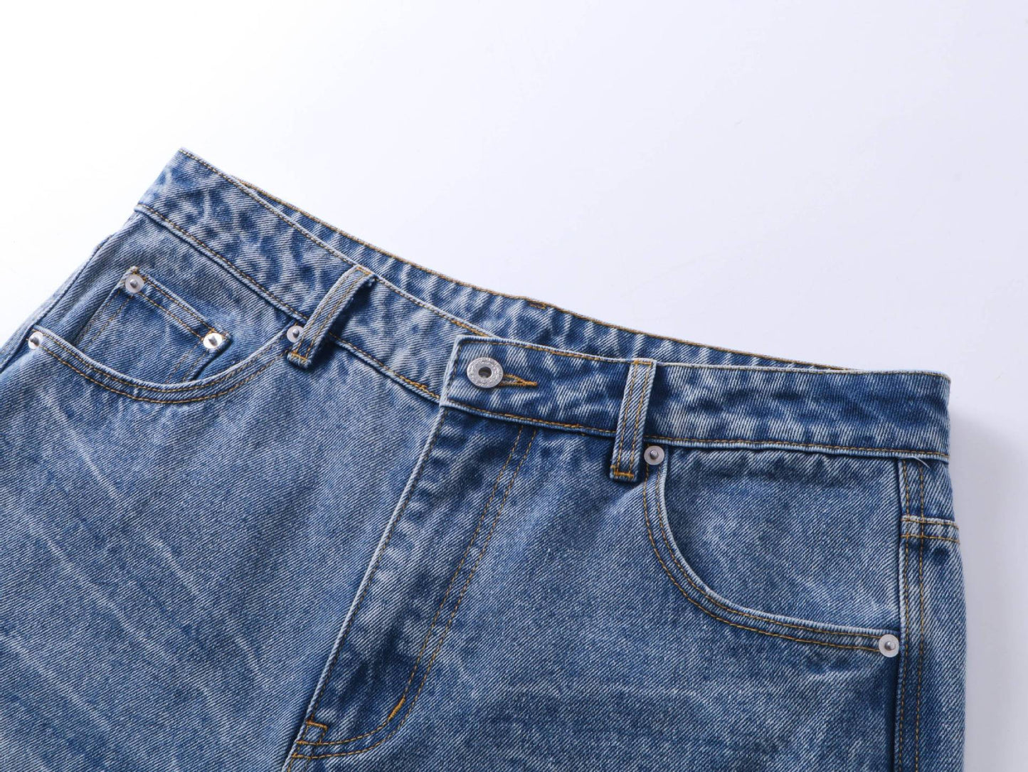Washed Whisker Wide Leg Denim Jeans WN25481