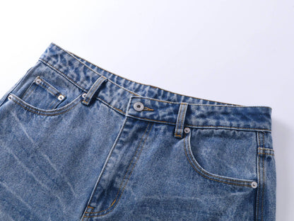 Washed Whisker Wide Leg Denim Jeans WN25481