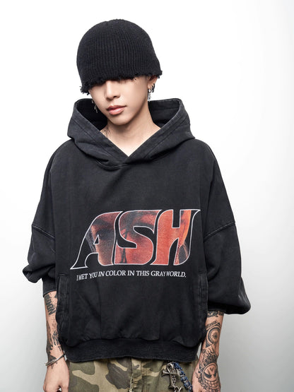 Letter Print Cropped Oversize Hoodie WN22971