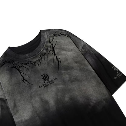 Gradient Thorn Print Short Sleeve T-Shirt WN25510