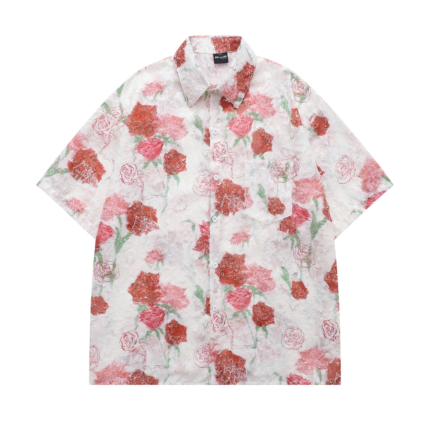 Floral Jacquard Oversize Short Sleeve Shirt WN26831