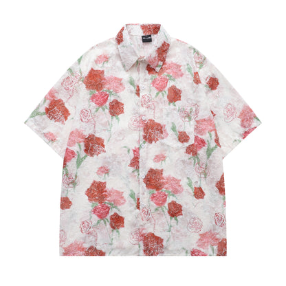 Floral Jacquard Oversize Short Sleeve Shirt WN26831