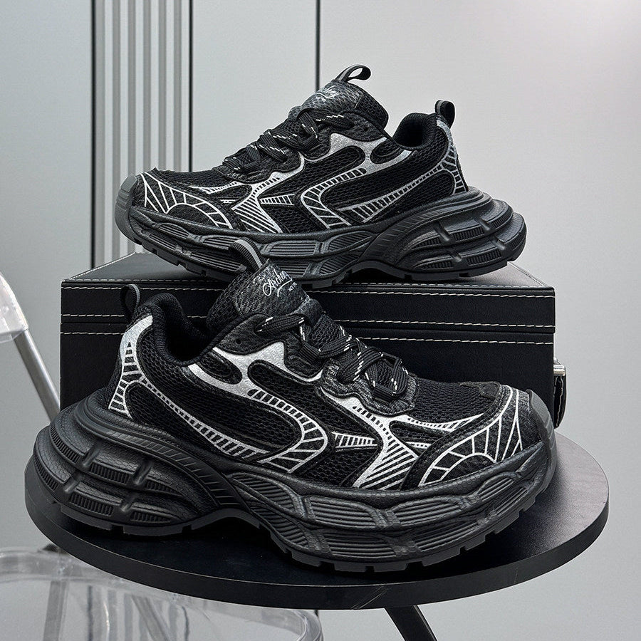 Mesh Panel Platform Chunky Sole Sneakers WN24700