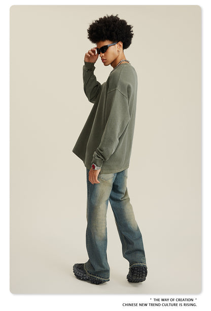 Washed Damage Flare Denim Jeans WN6415