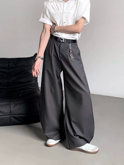 Pin Detail Curved-Cut Wide Leg Trousers WN20084