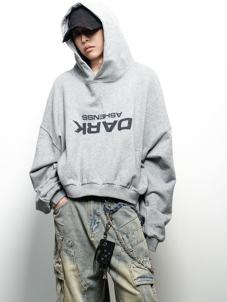 Inverted Letter Print Cropped Hoodie WN22962